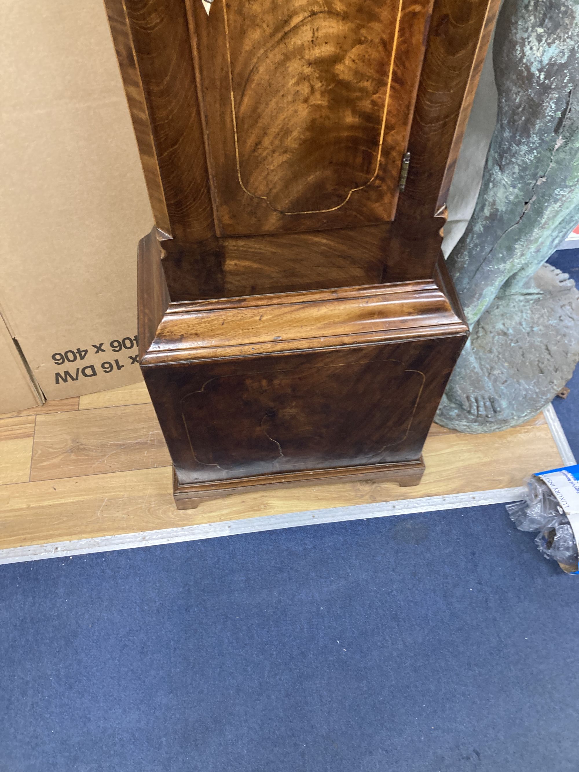 An early 19th century mahogany eight day longcase clock, height 217cm